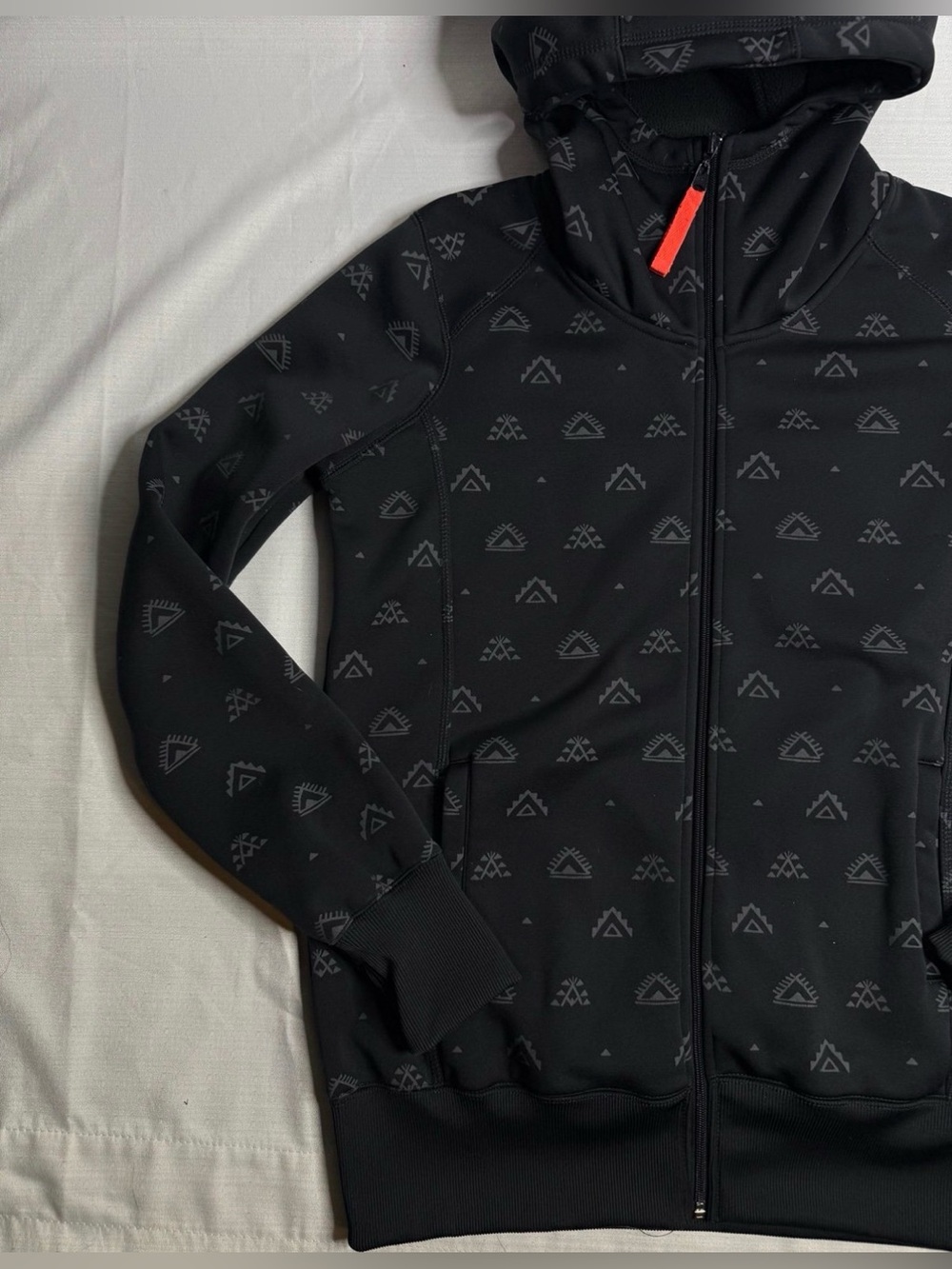 Billabong Women’s Full Zip Hoodie Jacket Black Geo Print Size Large - Picture 2 of 11